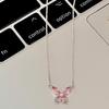 Mori Super hada cristal mariposa artículo femenino moda lujo ligero temperamento Diamante Rosa Corazón de niña cadena clavícula diseño nicho joyería