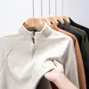 2026 Nueva Camiseta Térmica de Media Cremallera Elástica de Doble Cara Cepillada para Hombre Transfronteriza