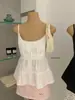 Camisole Vest WGWE Patchwork de Renda Estilo Suave Feminino 2026 Nova Chegada de Verão Afina a Cintura Emagrecimento Versátil Pequeno Top