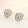 Aretes de Circonio Color Ojo Azul Temperamento Diamante Completo Aretes de Circonio Cabeza de Leopardo Aretes de Animal Micro-incrustados Diamante Completo Aretes Cabeza de Leopardo Aretes