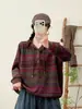 Sudadera con capucha para mujer Otoño 2026 con rayas, corte holgado, casual, relajada, estilo universitario, rayas coloridas, nueva sudadera sin cierre
