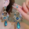 Pendientes de Borla de Cristal de Resina Incrustados de Diamantes con Forma de Rombo Lujo Accesible Ganchos de Oreja de Gama Alta Moda Personalizable Pendientes Versátiles para Mujer
