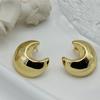 Aretes Semicirculares de Cobre Hueco de Alta Gama Aretes Geométricos Simples y Modernos para Mujer Aretes de Acero de Titanio Venta al por Mayor