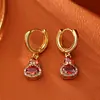 Pendientes de Calabaza Roja Estilo Chino Fu Lu Pendientes Festivos Auspiciosos Pendientes de Moda de Gama Alta Elegantes Elegantes