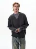 Suéter MRNEARLY estilo americano con media cremallera y efecto desgastado, colección otoño/invierno para hombre, corte holgado y relajado, con un diseño único y elegante