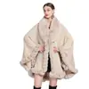 Inverno novo gola de pele de coelho rex sintética xale capa cardigã de tricô casaco solto moda espesso quente feminino atacado