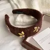 Diadema Retro Estilo Coreano de Lana Maillard con Hoja de Oro para Mujer, Accesorio para el Cabello de Alta Gama y Moderno para el Uso Diario