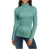 Camiseta Base de Punto de Cuello Alto para Mujer de Comercio Exterior Europeo y Americano, Suéter Pulóver Cálido, Sexy, Ajustado, a la Moda