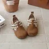 Sapatos Infantis Birkenstock 2026 Nova Primavera Versátil Sapatos de Couro para Meninas Flats com Solado Macio da Moda Birkenstock Mocassins Retrô