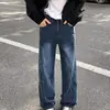 Jeans Retro de Trabajo Multibolsillos para Hombre Tendencia Patchwork Pierna Ancha Holgada Pantalones Largos Casuales Versátiles