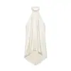 Comercio Exterior Transfronterizo Estilo Europeo y Americano Ropa de Mujer Za Aliexpress Venta Caliente Vestido Casual Versátil de Color Sólido sin Tirantes de Cuello Halter