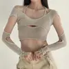 Top Corto para Otoño e Invierno, Sexy y Único para Fashionistas de Nicho, con un Estilo Puro y Atractivo, Diseño Hueco de Cuello Halter, Elegante y con Estilo Casual de Atar