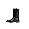 Versión de Piel de Oveja ~ Botas de Moda de Piel de Vaca Botas de Motocicleta Retro Negras Botas Vaqueras de Tacón Bajo para Mujer Botas Cortas con Hebilla de Cinturón de Manga