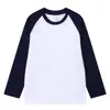 Camiseta de manga larga con cuello redondo de 230 g, peso pesado estilo raglán para hombre y mujer, estilo americano primavera/otoño, con bloques de color, corte holgado, camiseta básica de cuello redondo