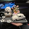 Adornos para el Interior del Coche, Adornos para Coche con Cabeza Oscilante, Perro Teddy de Pedrería, Gato de la Suerte para Coche, Conductora Independiente Transfronterizo