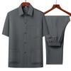 Traje de verano de manga corta para hombres de mediana edad y ancianos, cárdigan superior para hombres de mediana edad, camisa para padre, traje tipo túnica para personas mayores