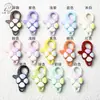Trébol de Cuatro Hojas con Goteo de Pintura al Óleo Broche de Primavera Accesorio de Joyería de Aleación Cadena para Teléfono Llavero Regalo para el Día del Maestro
