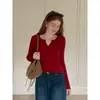 Suéter de Punto Trenzado con Cuello en V Color Albaricoque JISGN para Mujer Otoño Ajuste Delgado Temperamento Adelgazante Capa Base Top Casual para el Trabajo