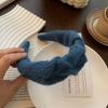 Diadema Vintage Azul Klein de Lana para Mujer, Parte Superior Craneal Alta, Plisada, de Ala Ancha, Elegante, para Lavado de Cara, Tarjeta para el Cabello, Accesorios para el Cabello de Otoño e Invierno