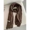 Nuevo pañuelo de seda de estilo otoñal, corte relajado, plisado, de color liso para mujer, con un toque literario y artístico, perfecto como bufanda para el cuello, chal de viaje o pañuelo decorativo.