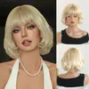 Peluca transfronteriza, cabello corto para mujer, color dorado, con flequillo, rizos cortos estilo francés, estilo Lolita, juvenil y lindo, 10 pulgadas