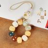 Cadena para Teléfono Móvil de Bodhi de Jade Blanco al por Mayor Transfronteriza, Colgante de Cordón para Mujer con Raíz de Bodhi de Pata de Gato Linda, Adorno de Llavero para Coche