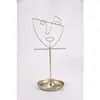 Soporte de Joyería Metálico con Rostro Humano Abstracto, Soporte de Exhibición de Aretes y Collares con Diseño de Línea de Lujo Ligero con Bandeja para Almacenamiento y Exhibición de Joyería