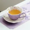 Taza de Café de Glicinia de Primavera de Fábrica Set de Mariposas Taza de Cerámica de Alta Gama con Tacto Lujoso, Elegante y Hermosa Taza para Latte