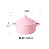 Cuenco creativo de cerámica de color sólido para huevos de gallina al vapor, doble oreja con tapa, taza para estofado de alta temperatura, cuenco para huevos al vapor con agua, cuenco adicional para hornear