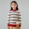 Nova blusa de manga comprida listrada colorida base camada base camada masculina malha listrada lã pura outono e inverno em estoque espessada infantil feminino