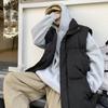 Chaleco de algodón de plumón de color liso de marca de moda para hombre, chaqueta holgada de invierno con cuello a juego.