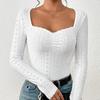 2023 Europeu e Americano Novo AliExpress Francês Querida Colarinho Bordado Ilhó Busto Plissado Renda Decorativa Camiseta Feminina