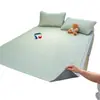 Juego de tres piezas de alfombrilla de seda helada de enfriamiento de dibujos animados clase A para verano, dormitorio de estudiante, alfombrilla suave con aire acondicionado, lavable a máquina 1