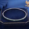 Pulsera sencilla de diseño micro-incrustado de circonita verde de una fila para mujer, estilo de moda coreana, joyería de lujo ligero al por mayor