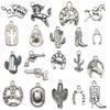 Mezcla 20 Sombreros de Vaquero Occidental de Caballo de Plata Antigua Cactus Pistola Colgantes Accesorios Creativos para Joyería Hecha a Mano DIY