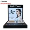 Soporte de Exhibición de Cosméticos Acrílico Personalizado de Múltiples Niveles con Panel Trasero Desmontable e Iluminación LED Adecuado para Mostradores de Tiendas Minoristas