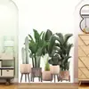 Pegatinas de Pared con Macetas de Plantas Tropicales Verdes Nuevas Transfronterizas para Dormitorio, Sala de Estar, Entrada, Decoración de Embellecimiento de Paredes del Hogar