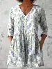2026 nuevo vestido casual de verano holgado con cuello en V, estampado 3D, comercio exterior transfronterizo, europeo y americano - Lino Linglong