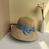 Chapéu de sol dobrável de aba larga com laço, mesmo modelo de Sun Li, chapéu de palha com proteção UV para mulheres, chapéu de verão para mulheres