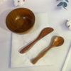 Herramientas para mascarillas Cuenco de madera para mascarillas Ajustador de película Herramientas de spa de maquillaje de belleza Juego de tres piezas Cuenco de belleza Cuchara para mascarillas Barra para remover