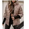 Jaqueta de Algodão Patchwork com Capuz Solta de Manga Longa Nova Moda Outono/Inverno 2024 para Mulheres