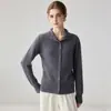 Cárdigan de cachemira pura suave y mullido con cuello semi-alto para mujer, suéter de punto de manga larga, prenda de abrigo elegante