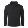 Venta al por mayor transfronteriza de suéteres populares para hombre de otoño e invierno, color liso, modernos y versátiles, camiseta básica de punto para hombre con cuello alto y media cremallera
