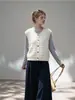 Colete trançado off-white delicado para mulheres, novo estilo outono/inverno, gola V, cardigã suéter sem mangas, perfeito para usar em camadas