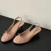 Temporada del Primer Encuentro: Tacones Altos de Estilo Dulce con Hebilla de Charol y Lazo, Espalda Descubierta, Estilo Ballet, Adelgazantes, Elegantes, Zapatos de Tacón Cerrados para Fiesta
