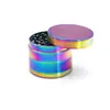 Fornecimento de comércio exterior moedor de cigarro colorido de quatro camadas de 50 mm liga de zinco rosca plana azul gelo moedor de cigarro atacado para fumar