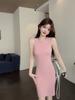 Vestido sin mangas de color liso estilo Pura Pasión para Mujer Primavera y Verano Cintura Delgada Sexy Elegante Corto Ajustado al Cuerpo Falda Ultra Corta
