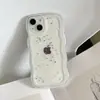Funda de Resina Brillante con Borde Ondulado Adecuada para Funda de Teléfono Apple 16 Pro Max, Cubierta Protectora 17 Estrella, 15 Pro Funda Transparente, 11