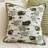 Funda de Cojín para Sofá de Sala de Estar Verde Retro Funda de Almohada Cubierta para Cojín de Tiro para Dormitorio Mesita de Noche Ventana Saliente Funda de Cojín Lumbar