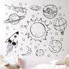 Pegatinas de pared con grafiti pintado a mano, diseño de sol, planeta, cohete, para habitación infantil, decoración de salón y dormitorio, autoadhesivas, AY90137